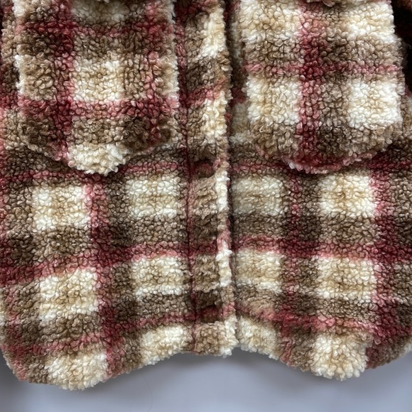 NWOT Anthropologie Avec Les Filles Plaid Teddy Sherpa Crop Shacket Jacket Small - Picture 5 of 10